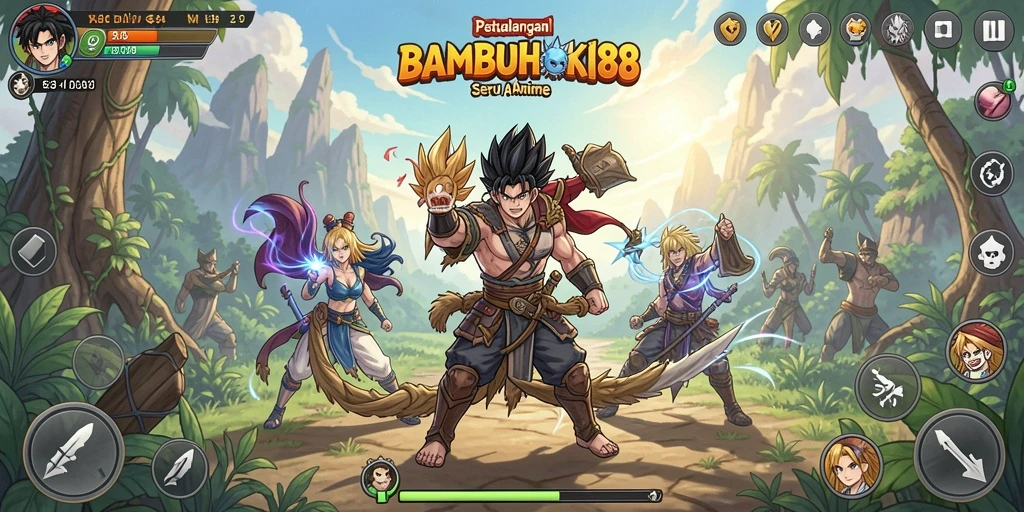Screenshot gameplay <strong>BAMBUHOKI88</strong> menampilkan aksi seru dan karakter anime favorit.