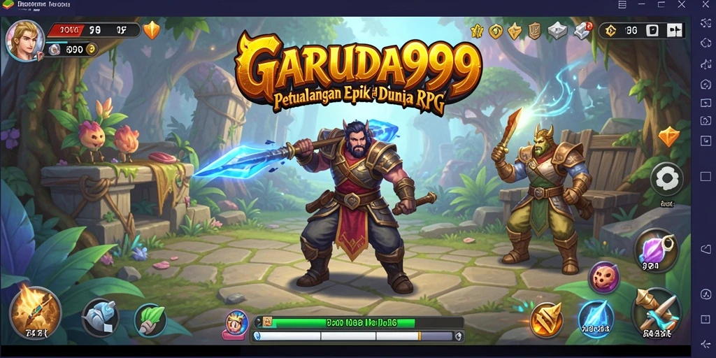 Tangkapan layar GARUDA999 yang menunjukkan pertarungan dinamis di dunia RPG.