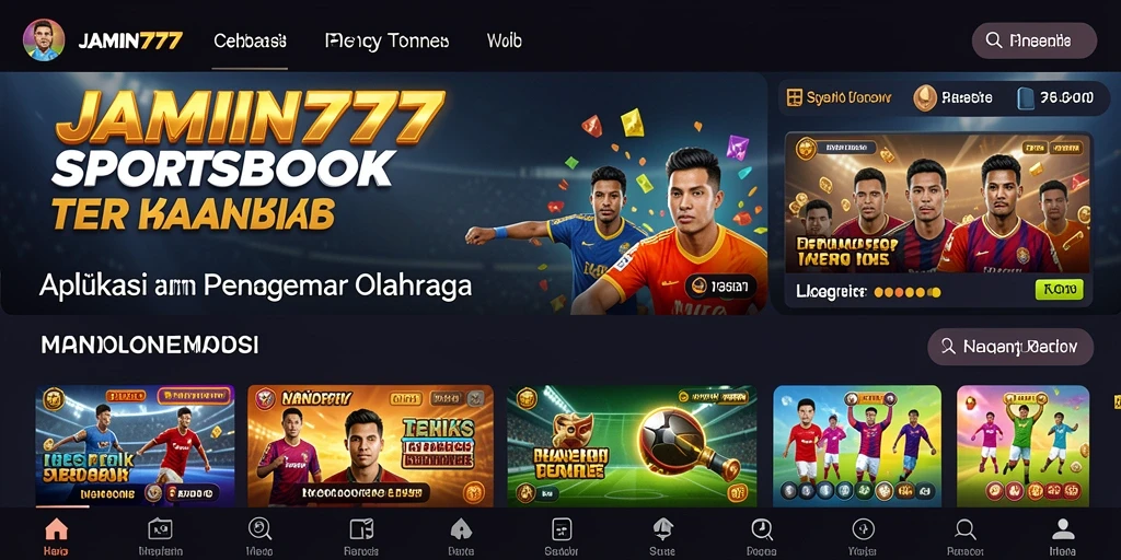 Tampilan utama <strong>JAMIN777</strong> menampilkan berbagai opsi taruhan olahraga yang menarik.