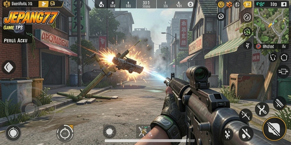Tampilan gameplay menegangkan di JEPANG77 yang penuh aksi.