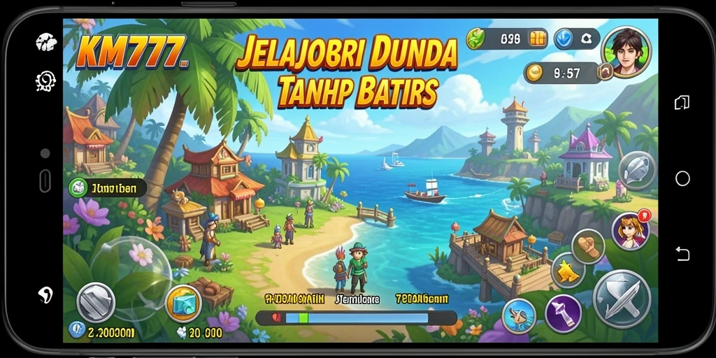 Screenshot gameplay KM777 menunjukkan petualangan seru di dunia terbuka.