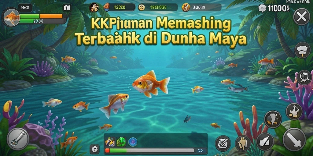 Screenshot gameplay KPK100 yang menunjukkan aksi memancing yang seru.