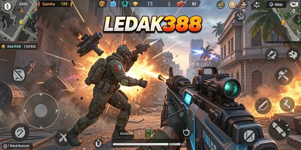 Gameplay intens dari LEDAK388 dengan aksi menembak yang mendebarkan.