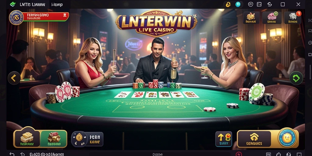 Screenshot gameplay LNTERWIN menampilkan suasana kasino yang seru dan interaktif.
