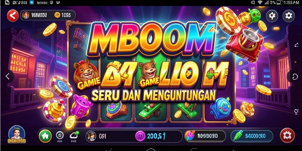 Tampilan gameplay MBOOM yang menarik dan penuh warna.