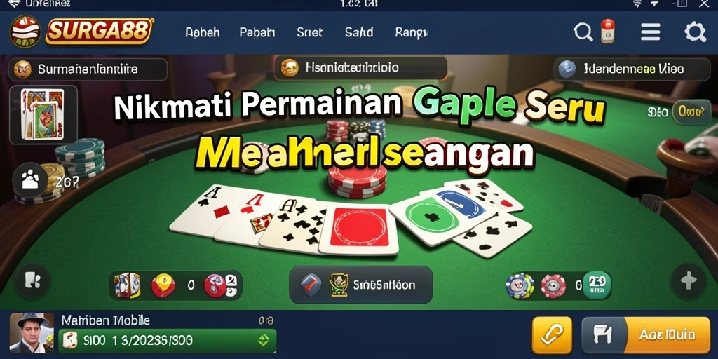 Tampilan gameplay <strong>SURGA88</strong> dengan pemain yang sedang bermain gaple.